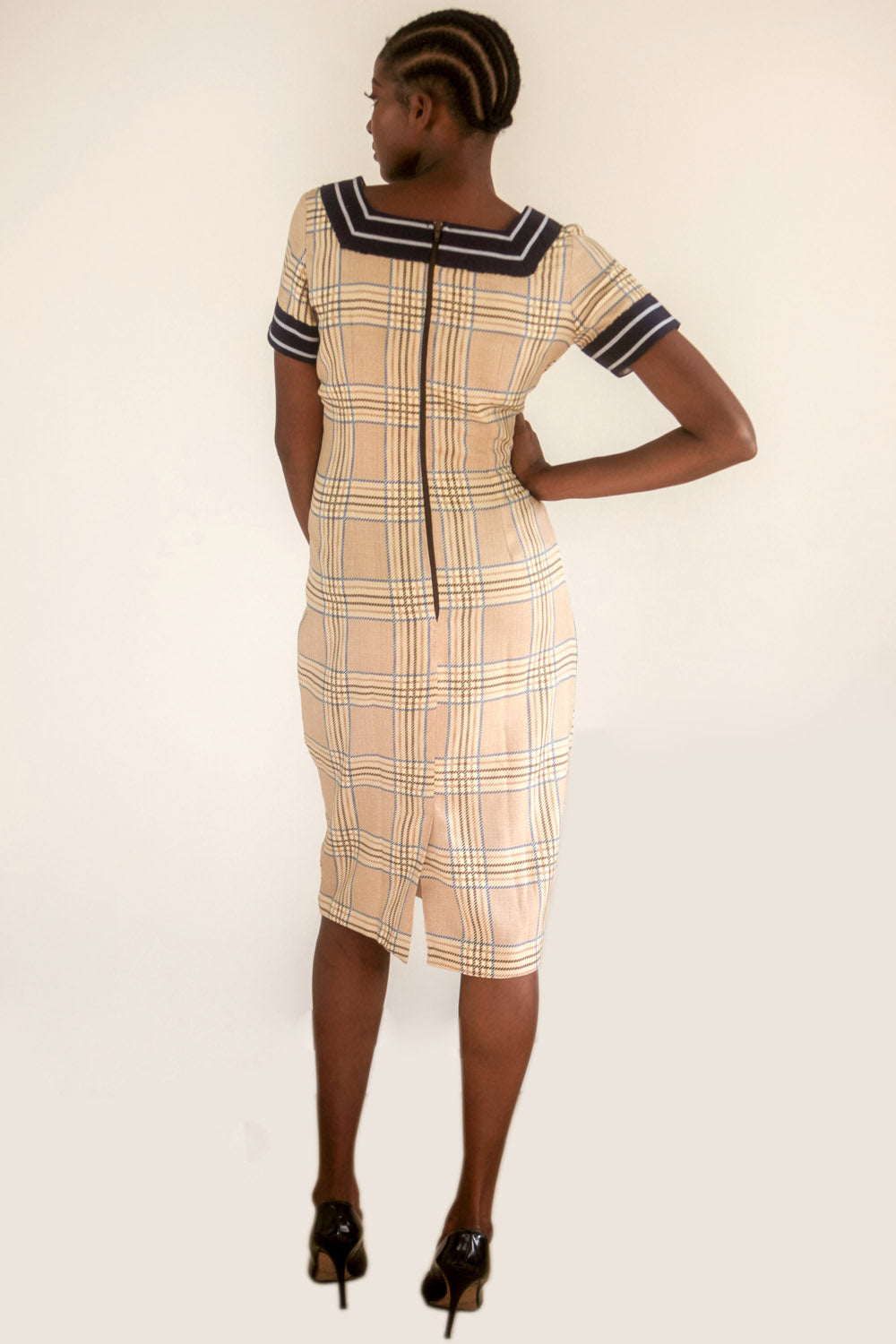 beige plaid dress Beige Square Neck Embroidery Slit Slip Mini Dress - RIHOAS & Reviews - Beige  - Dresses main image 1